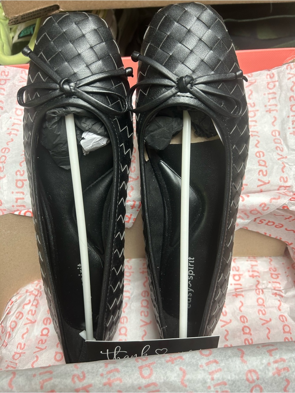 Easy Spirit Black Woven Ballet Flats with Bow